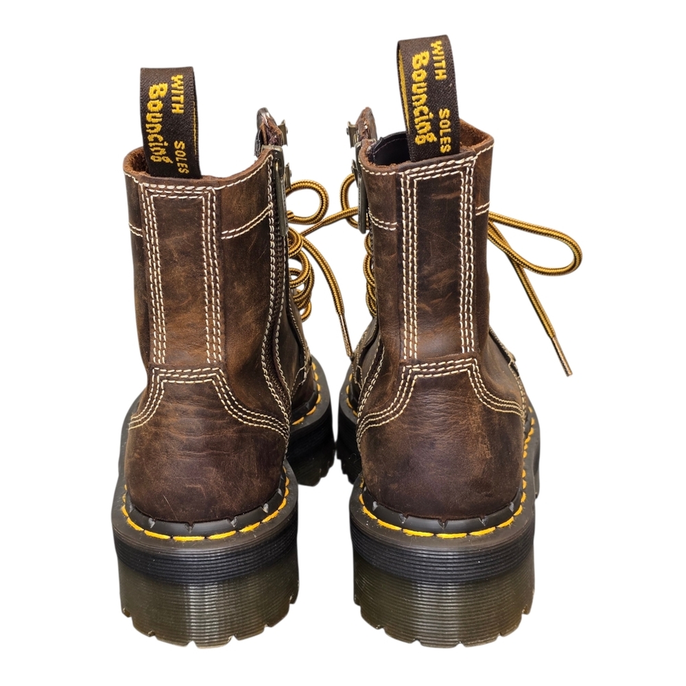 Dr. Martens Women's 6 Jadon Arc Crazy Horse Brown Leather Platform Lace-Up Boots - Picture 4 of 15